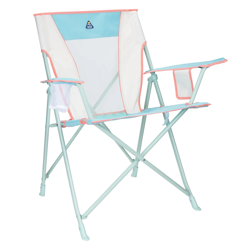 Front right angle of the Comfort Quad Chair in ivory color block.