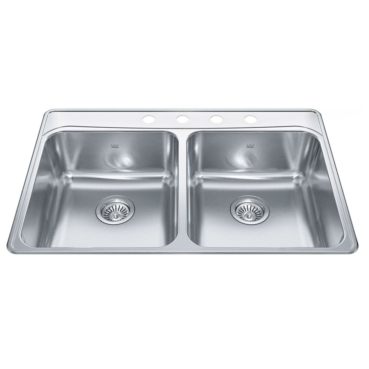 Creemore Drop-In Double 4-Hole Stainless Steel Sink, 33x22-in