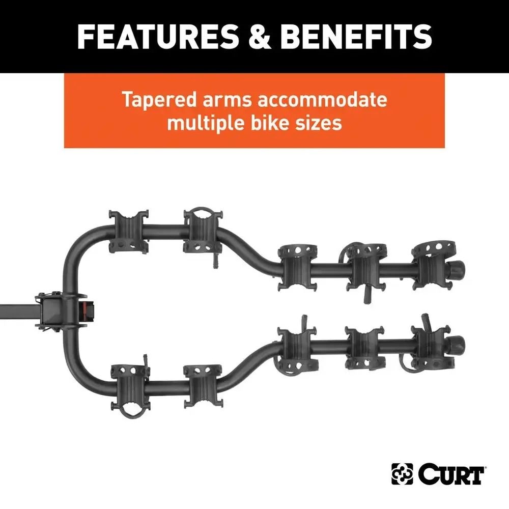 CURT 18065 Premium 5-Bike Two Arm Hitch Mount Bike Rack, Fits 2-in Receiver, Black