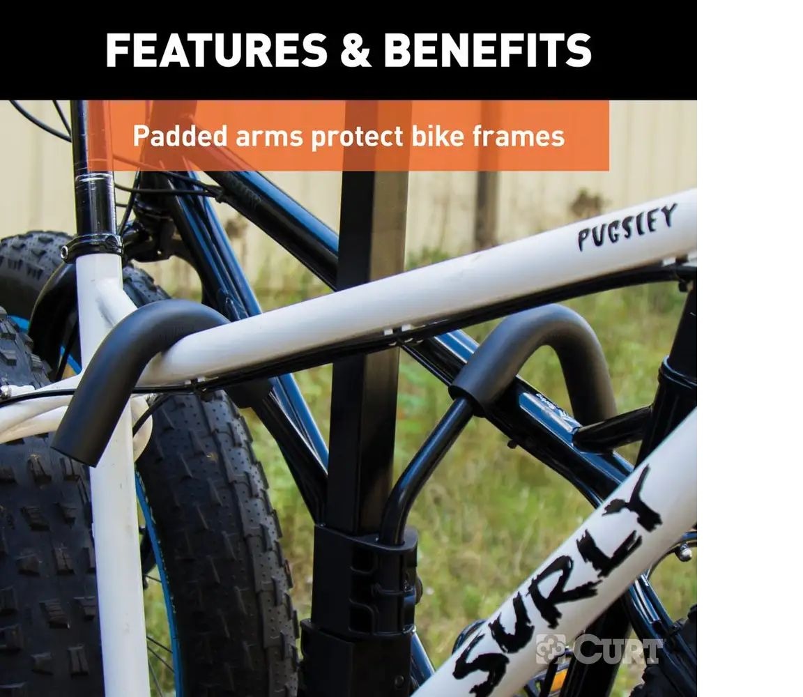 CURT 18087 Tray-Style Hitch-Mounted Bike Rack (4-Bike, 2-in Shank)