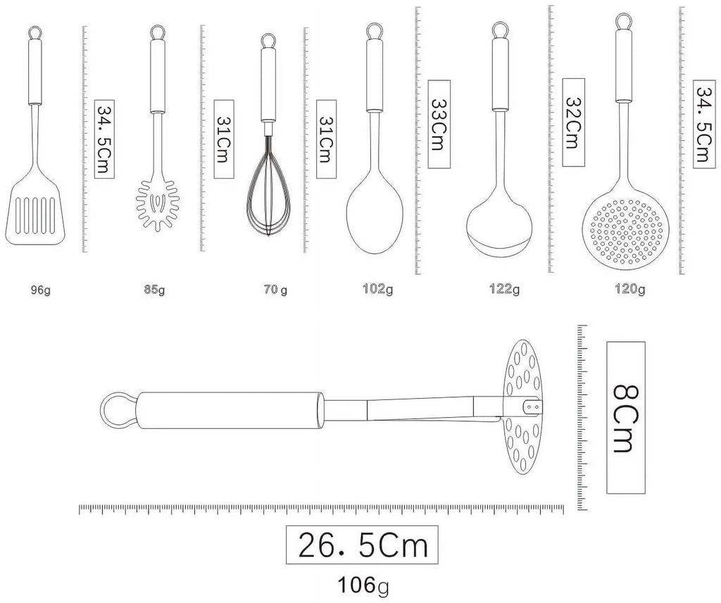 Cooking Utensils Set 8 Piece, Stainless Steel Kitchen Utensils Set with Utensil Holder, Kitchen Tool Set and Caddy