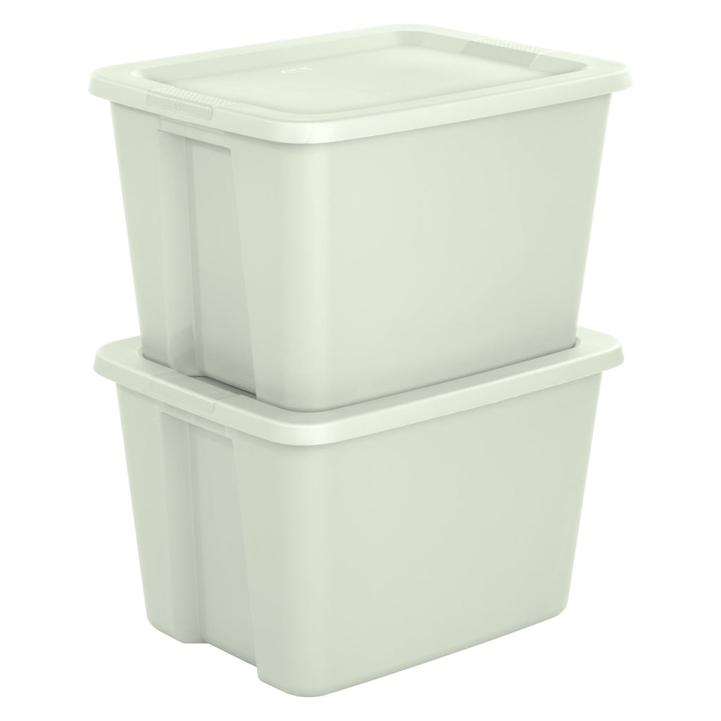 18 Gallon Tote, Plastic Storage Bin with Snap-on Lid, Light Green