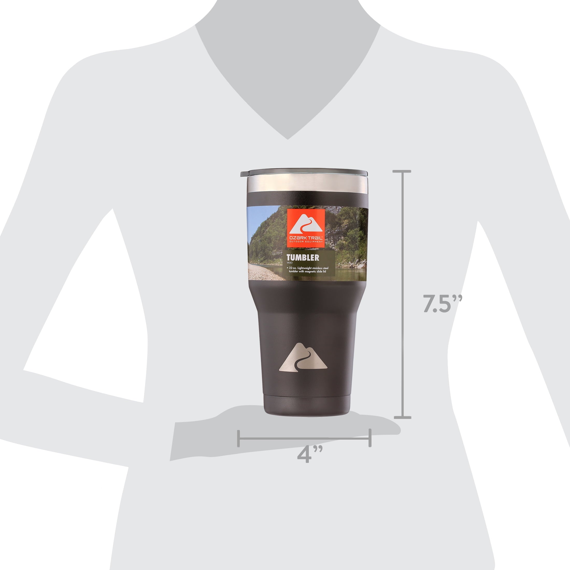 Ozark Trail 32 oz Stainless Steel Insulated Tumbler, Black
