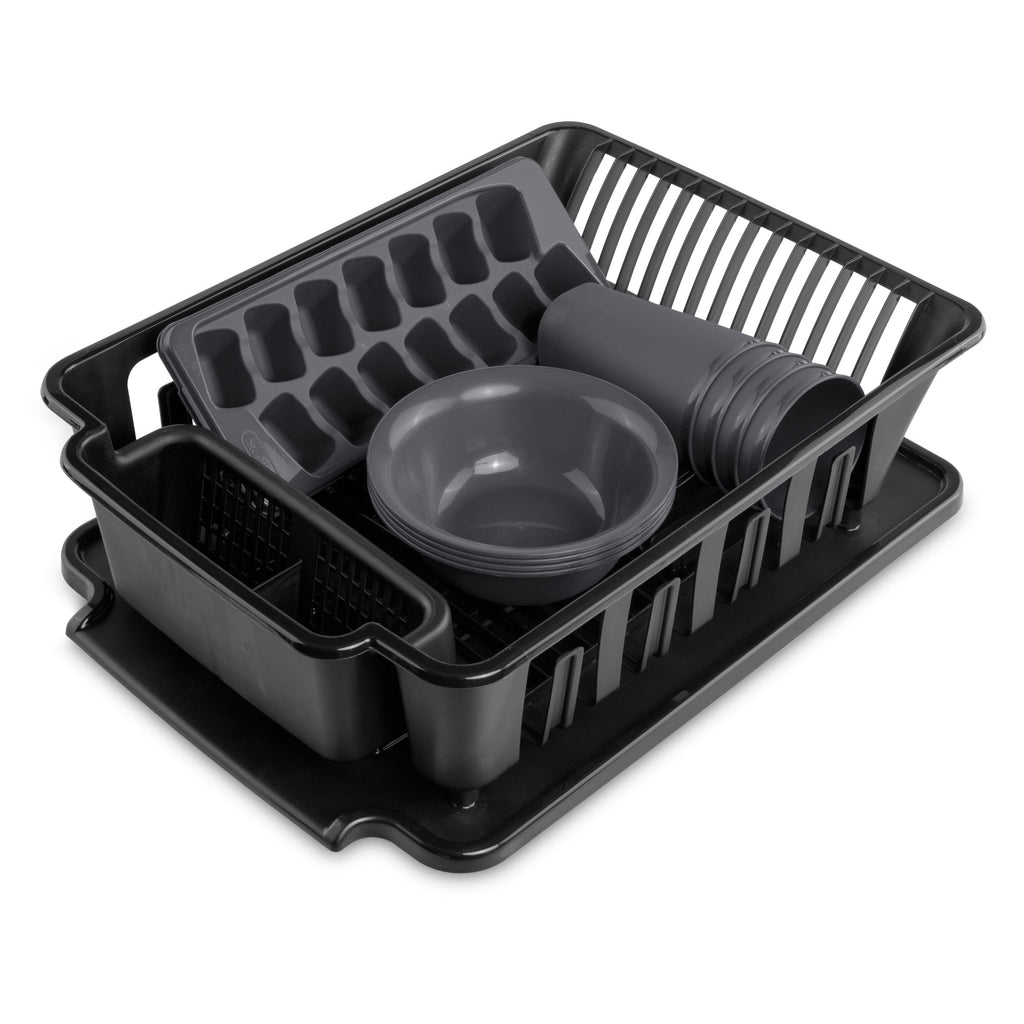 12 Piece Kitchen Set, Includes Sinkset, Bowls, Tumblers, Ice Cube Trays, Black