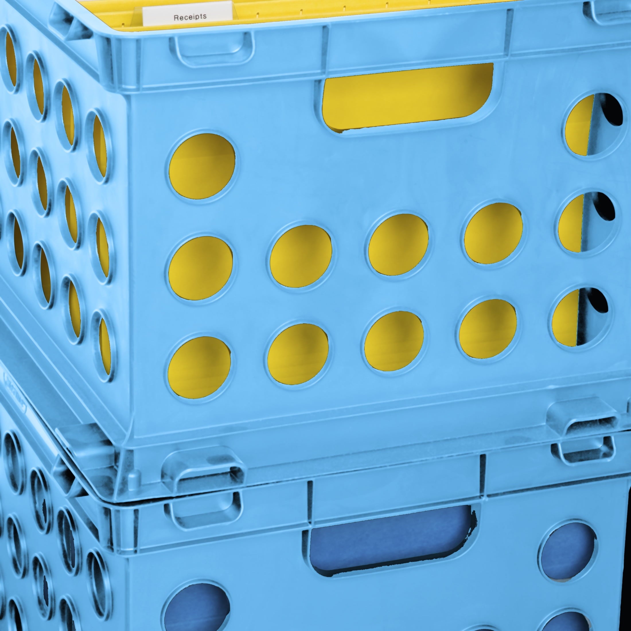 File Crate, Versatile Plastic Bin with Handles, Letter or Legal File Storage, Black, Standard Size