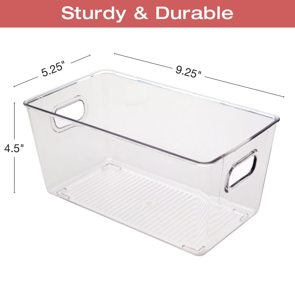 10.12" x 6.02" x 5.31" Rigid Plastic Clear Storage Bins for organizing and storing household goods, food, or Office supplies (Pack of 6) - EGP-HD-0370