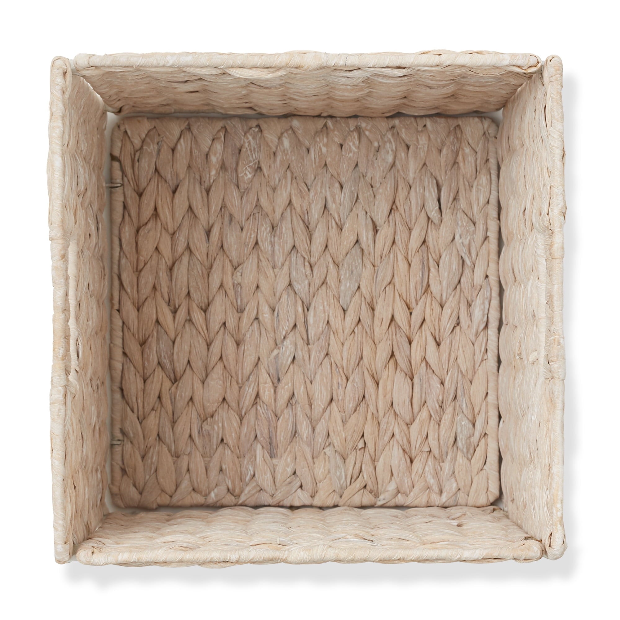 10.5" x 10.5" Water Hyacinth Storage Baskets, Natural - Set of 2 Collapsible Cube Organizers, Woven Bins for Bathroom, Bedroom, Laundry, Pantry, Shelves