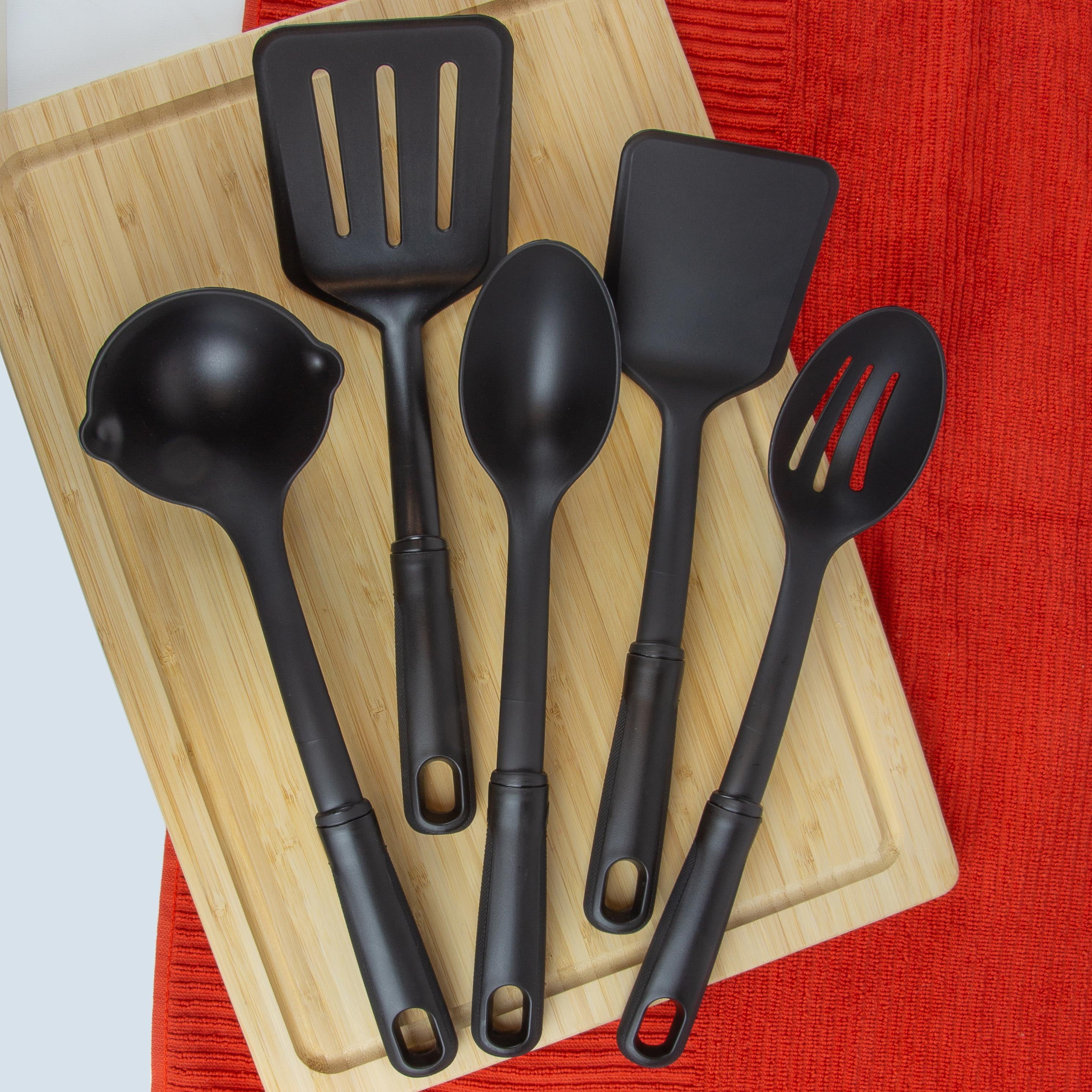 Nylon Solid Basting Spoon, Soft-Touch Handle, Black,