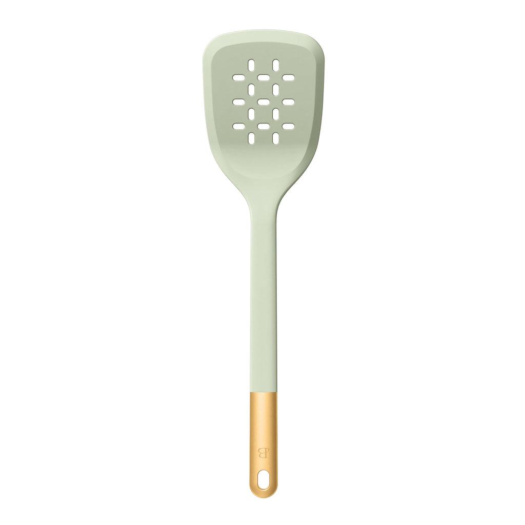 6-Piece Silicone Kitchen Utensil Tool Set with Rotating Rack by Drew Barrymore, Porcini Taupe