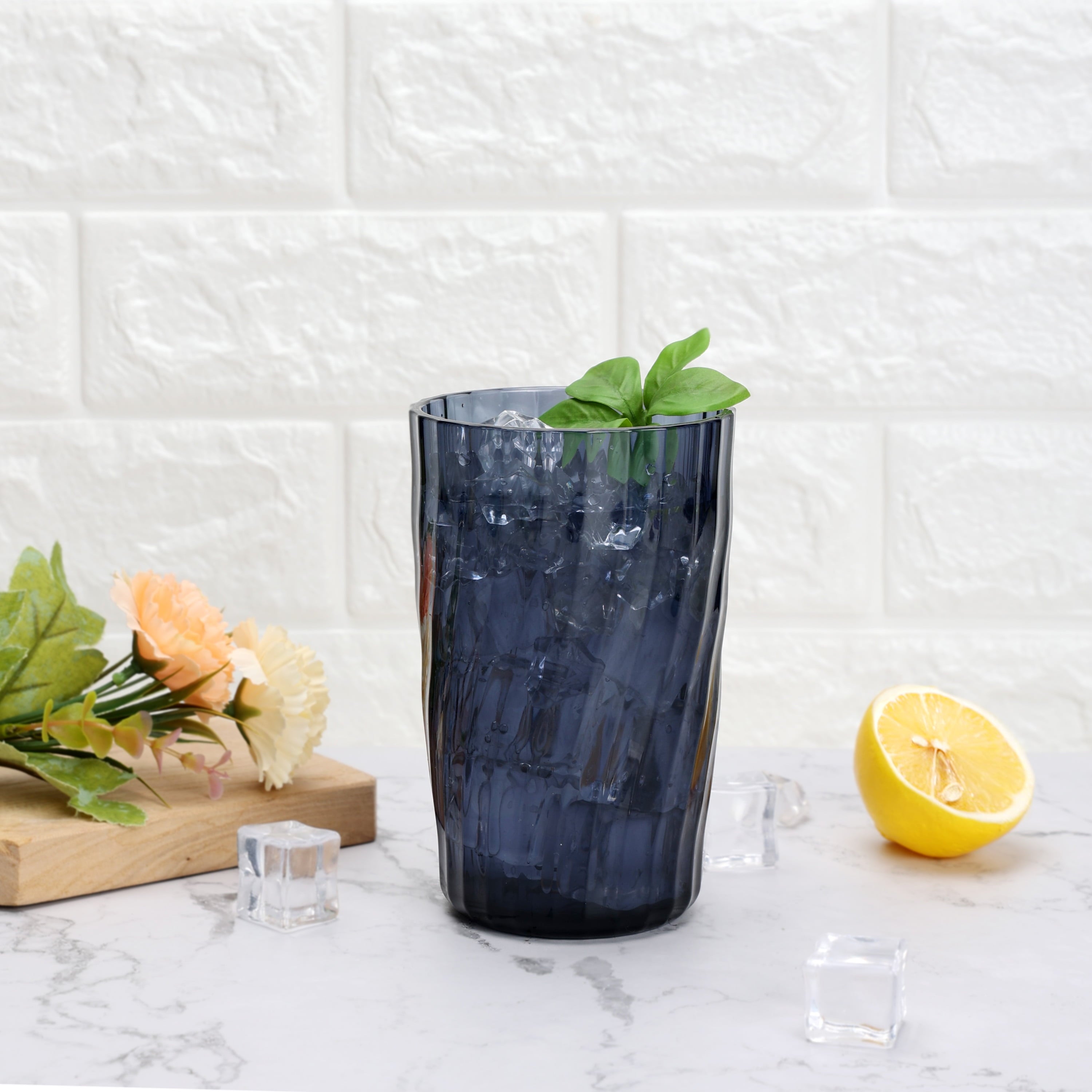 20-Ounce Acrylic Tall Embossed Swirl Tumbler, Blue