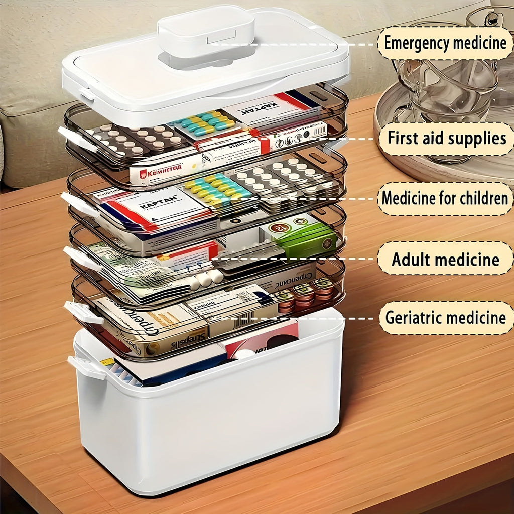 5-Tier Heavy-Duty Plastic Storage Box - Clear with Lids &amp; Handle
