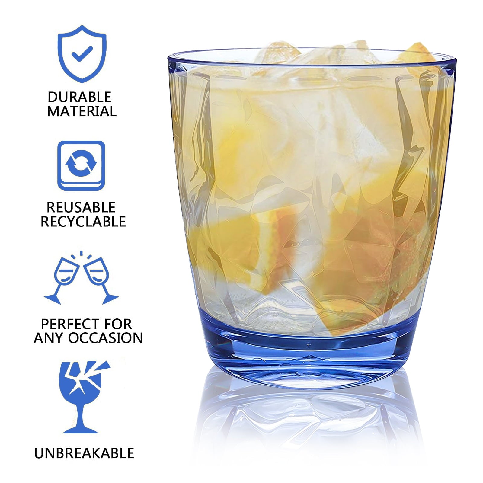 470ml Transparent Blue PC Drinkware (Set of 4)
