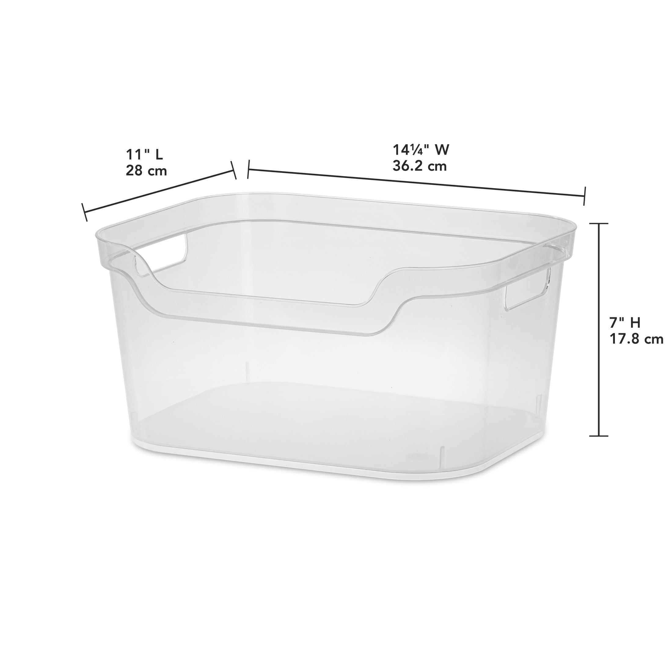 Large Open Bin, Clear Plastic, Easy Access Bin with Scoop Front, Clear