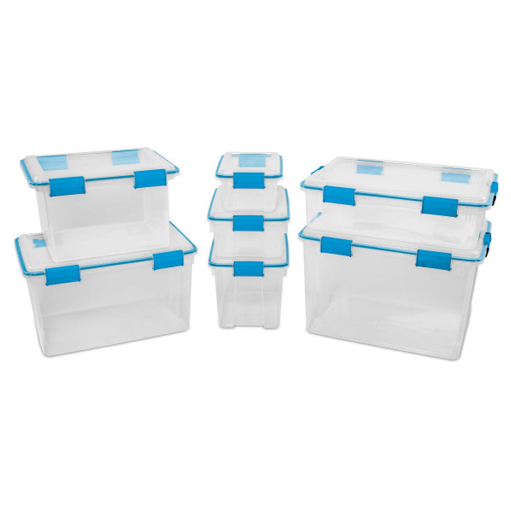 7.5 Quart Clear Plastic Storage Box with Latching Lids, (6 Pack)