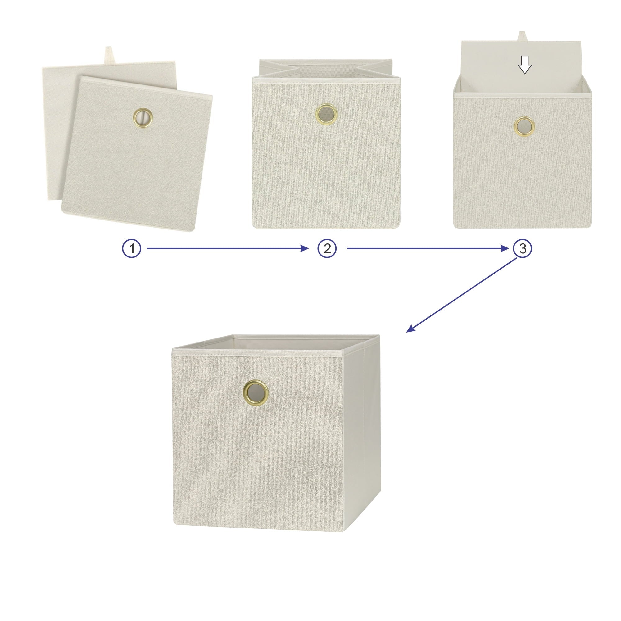 Collapsible Fabric Cube Storage Bin, Rich Black
