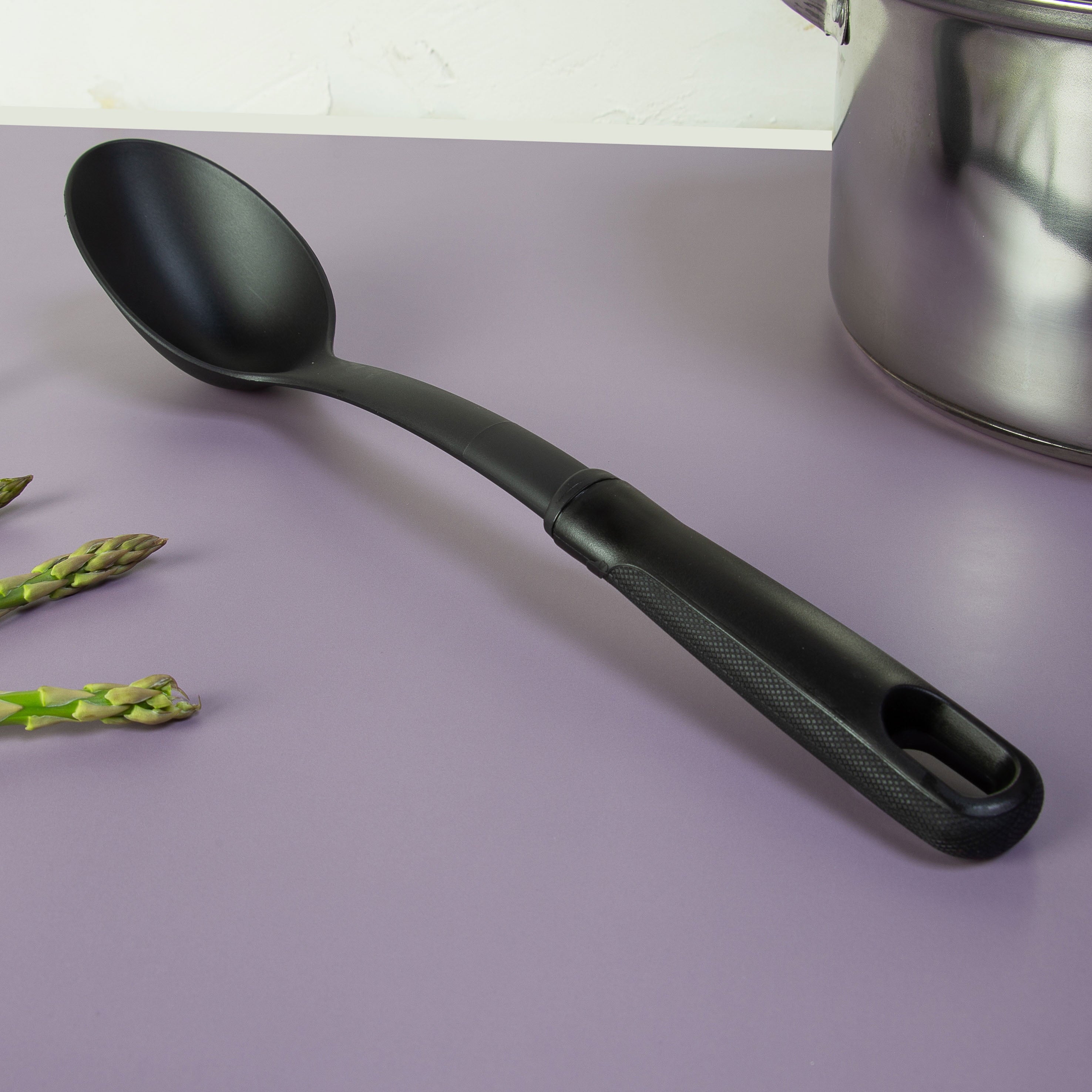 Nylon Solid Basting Spoon, Soft-Touch Handle, Black,