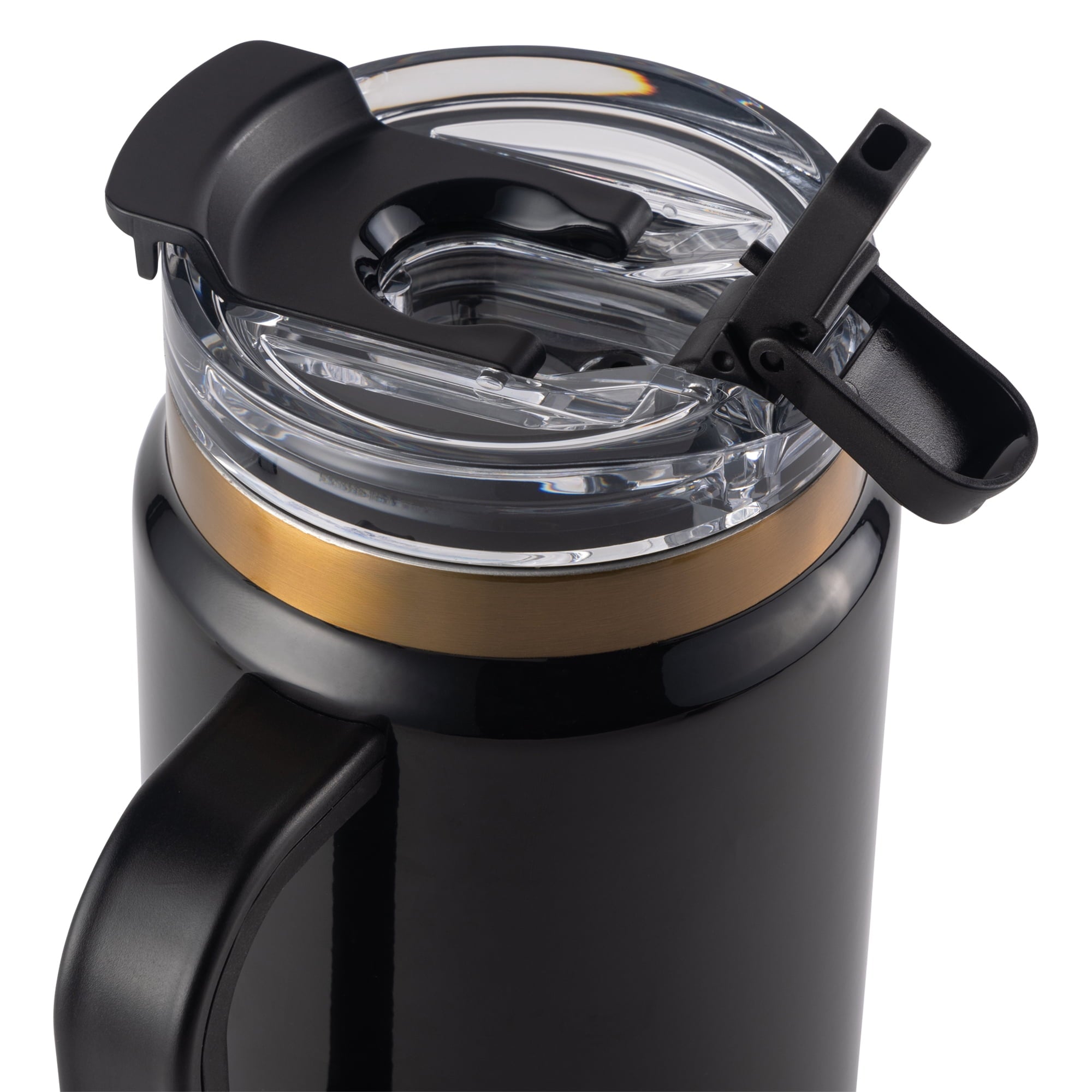 Thyme &amp; Table 32 fl oz Stainless Steel Luna Tumbler with Handle and Dual Straw Lid, Cream &amp; Black Check