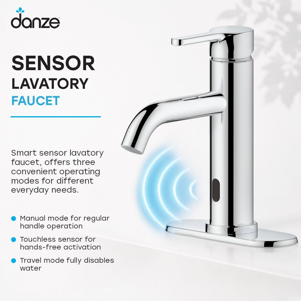 Danze Tronus Touchless Single Control Lavatory/Bathroom Sink Faucet, 4-in Centerset, Chrome