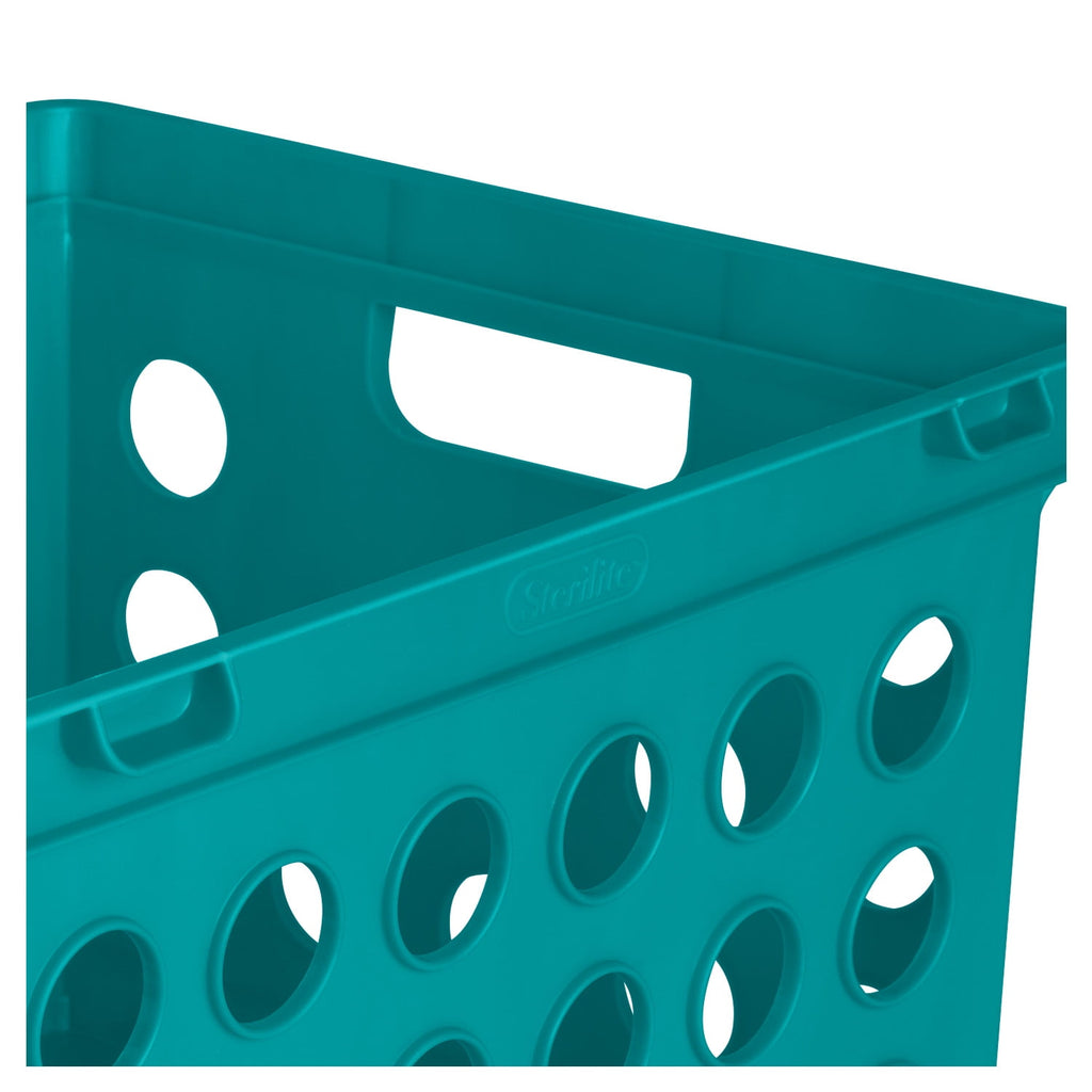 File Crate, Versatile Plastic Bin with Handles, Letter or Legal File Storage, Black, Standard Size