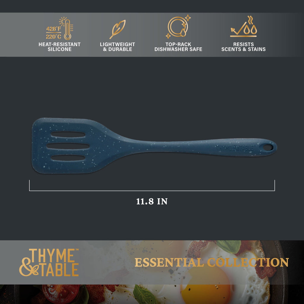 Thyme &amp; Table Silicone Slotted Turner, Speckled Blue
