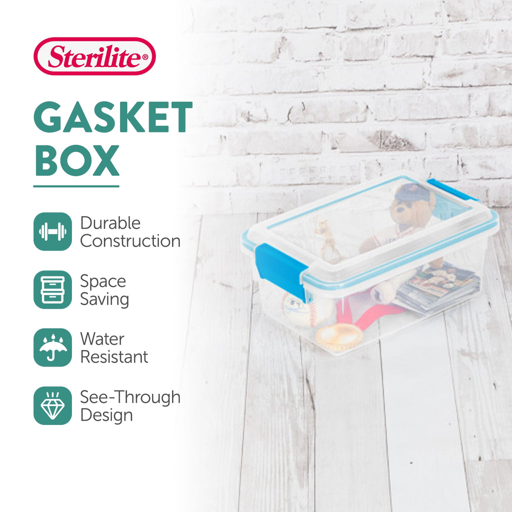 7.5 Quart Clear Plastic Storage Box with Latching Lids, (6 Pack)