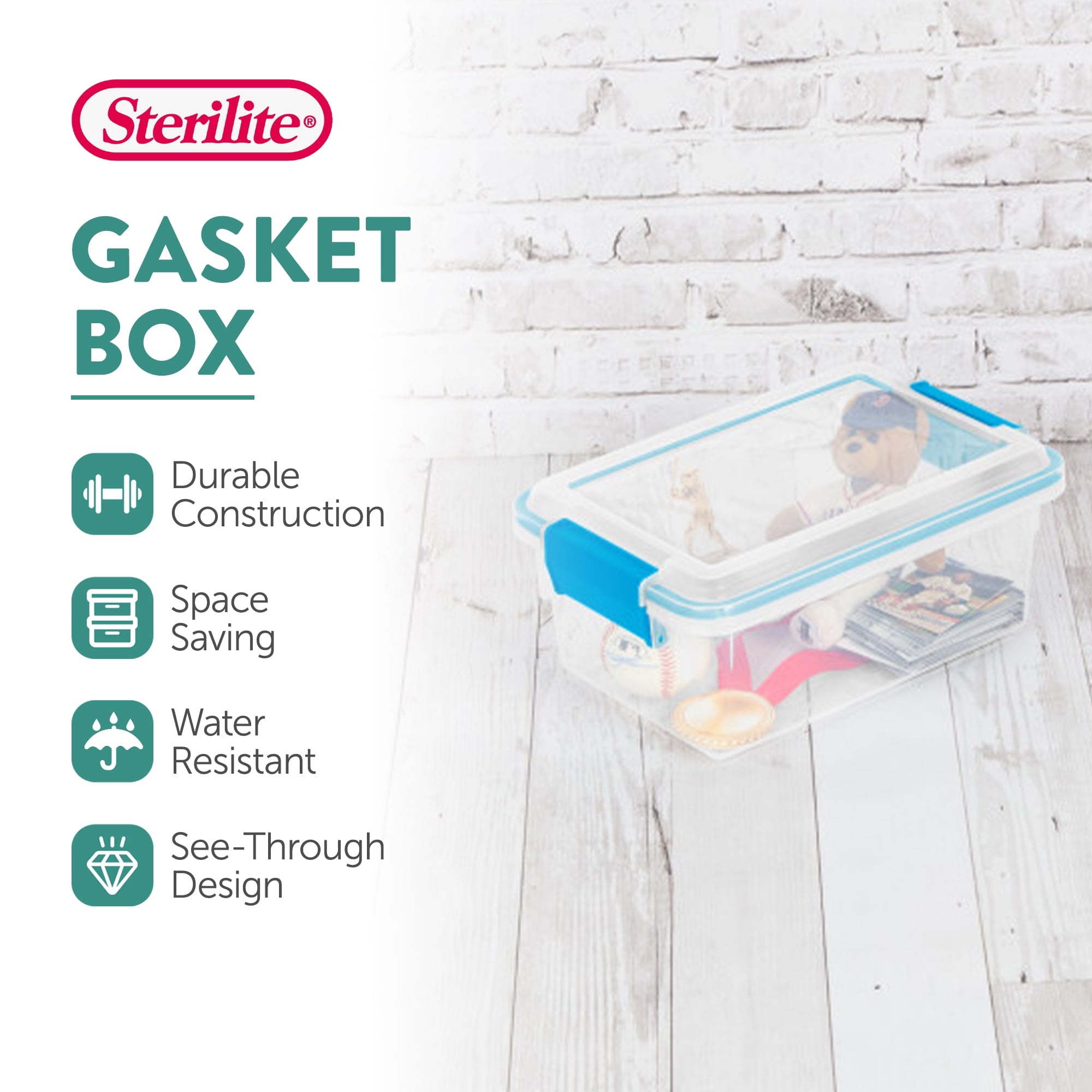 7.5 Quart Clear Plastic Storage Box with Latching Lids, (6 Pack)