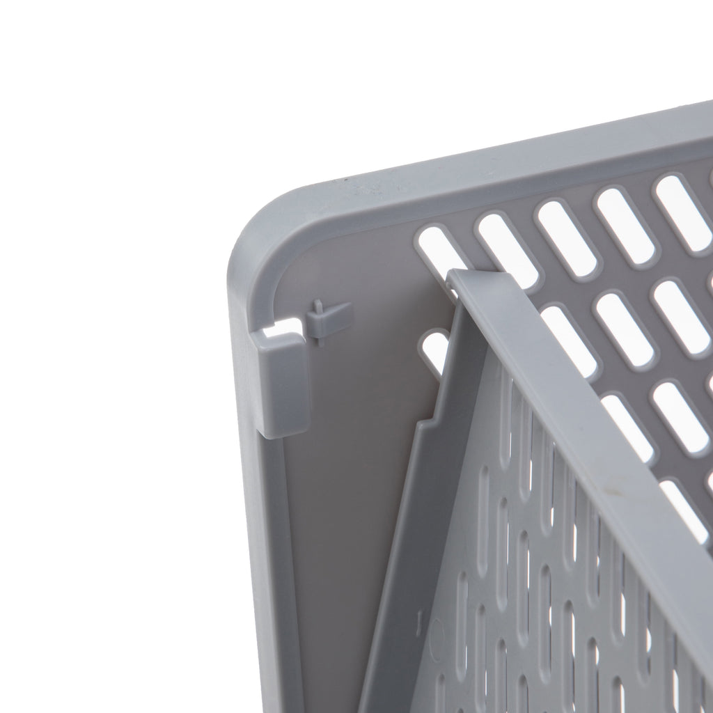 Kids Collapsible Stacking Plastic Storage Bin, Grey, 13 in x 17 in x 1.3 in