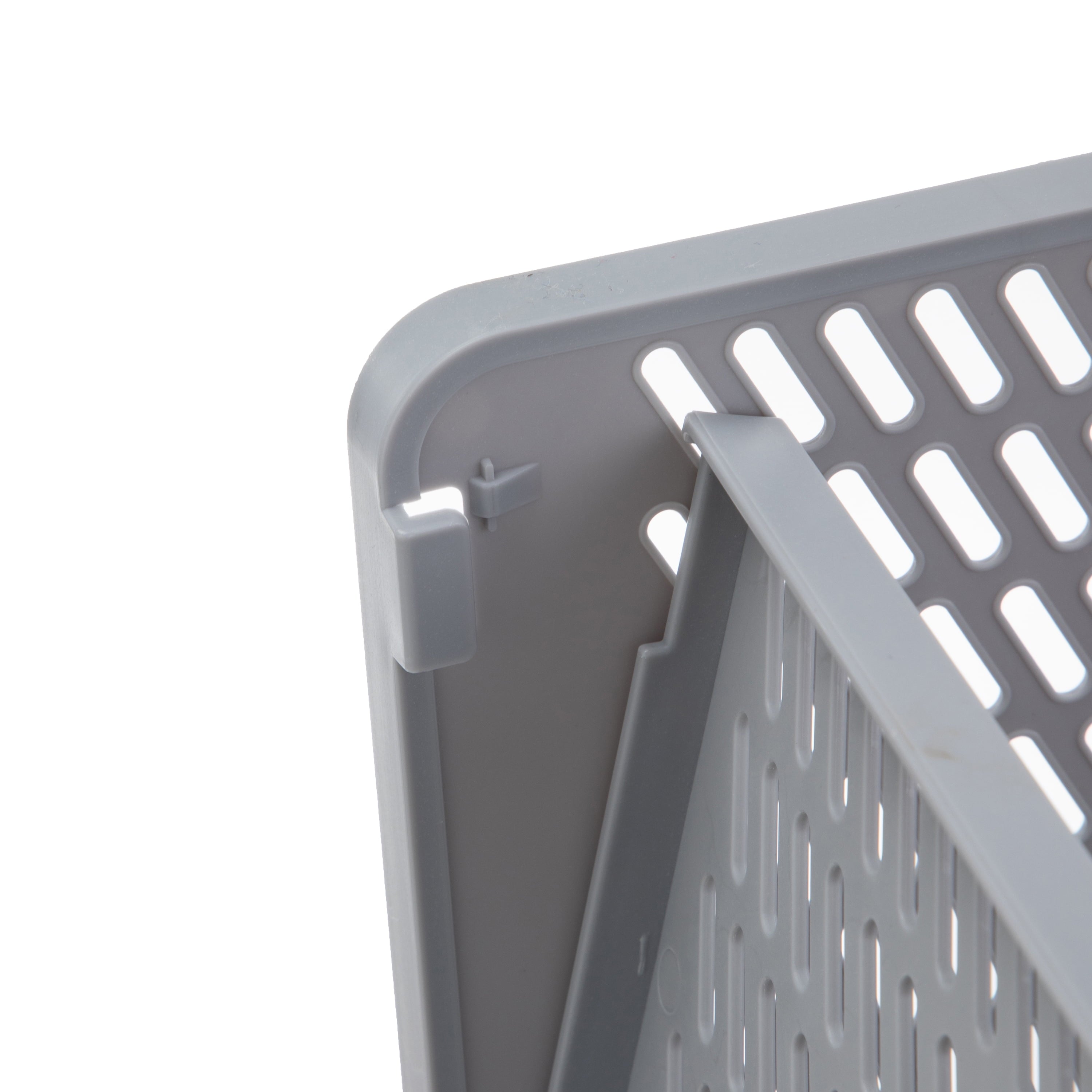 Kids Collapsible Stacking Plastic Storage Bin, Grey, 13 in x 17 in x 1.3 in