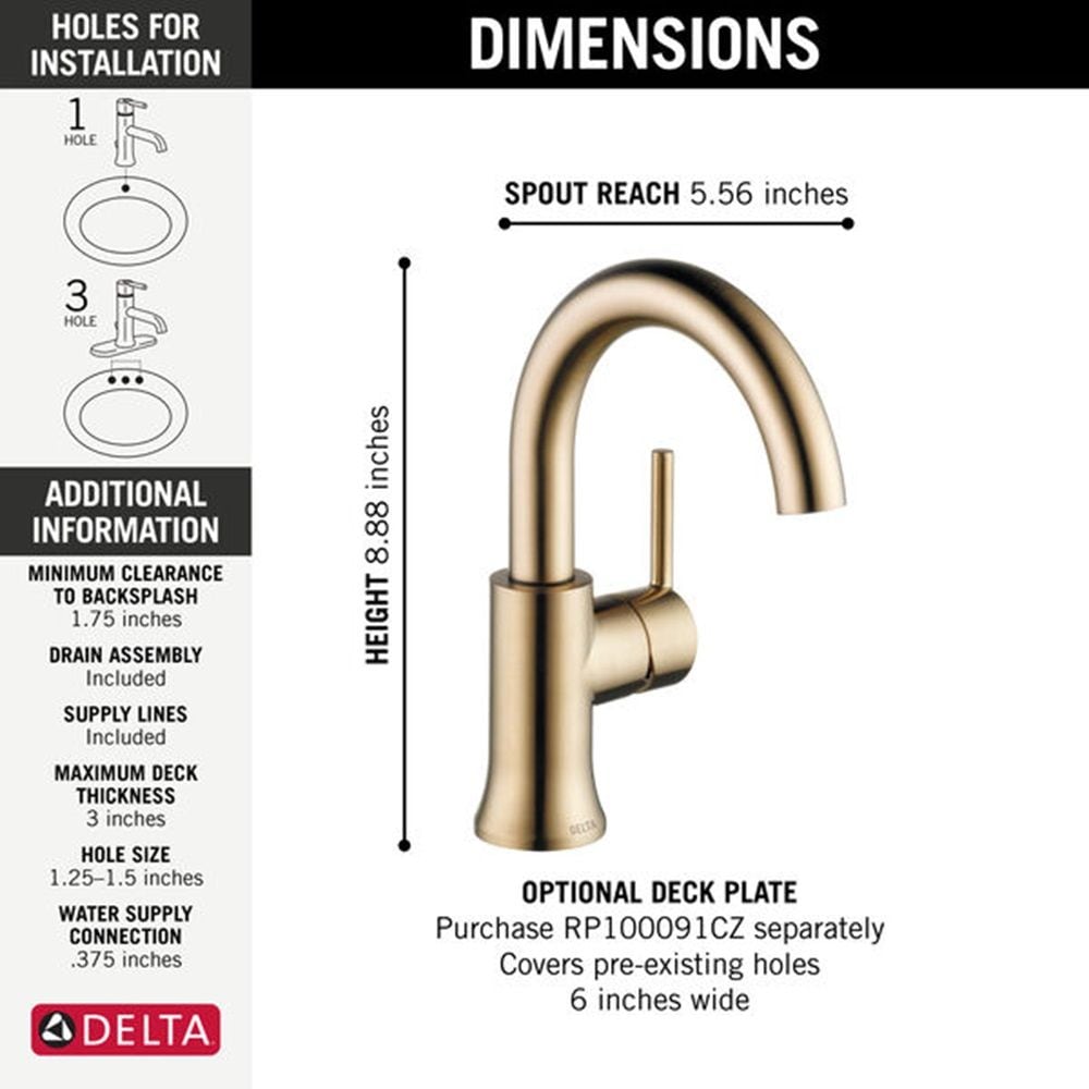 Delta 1-Handle High-Arc Lavatory Faucet, Champagne Bronze