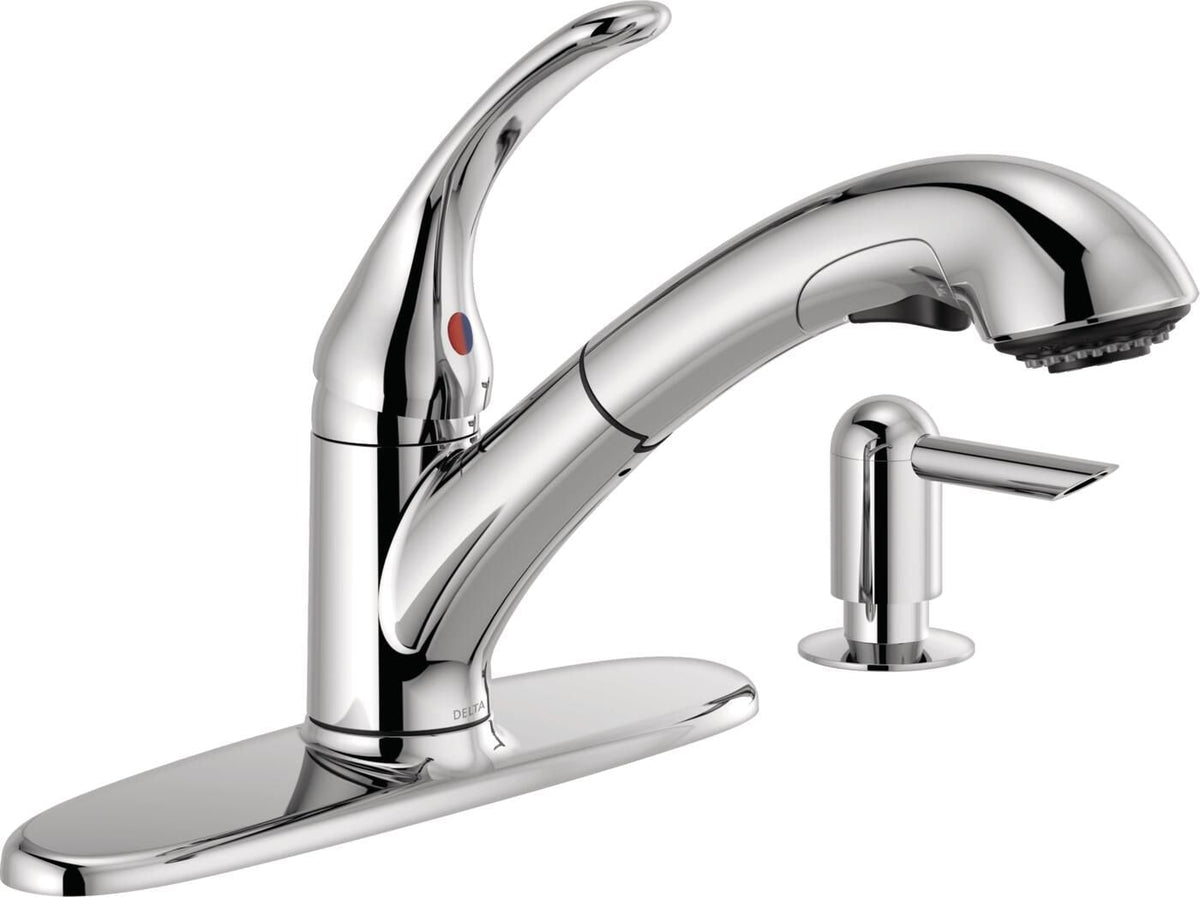 Delta Principals Single Handle Pull Out Kitchen Faucet, Chrome