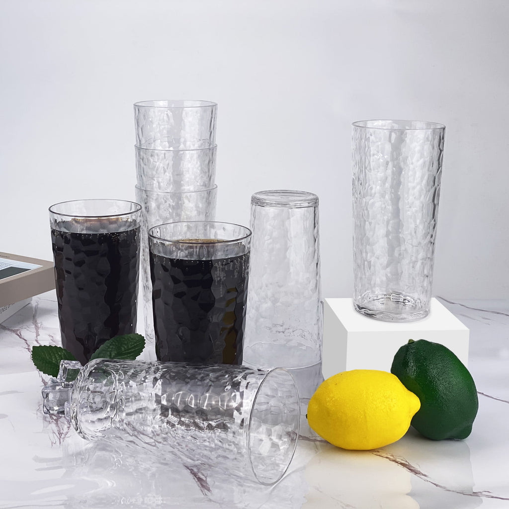 24-Ounce Plastic Tumbler Acrylic Drinking Glasses, Plastic Cups, , , Shatter Proof, , Set of 8 ( Multicolor )