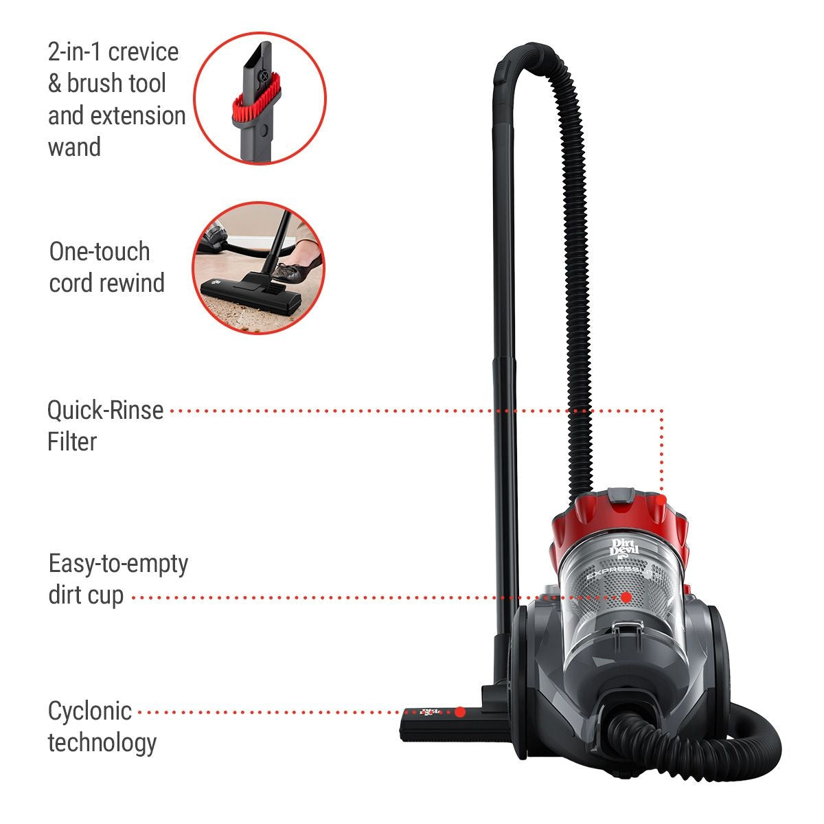 Dirt Devil Multi-Surface Express Lite Plus Canister Vaccum