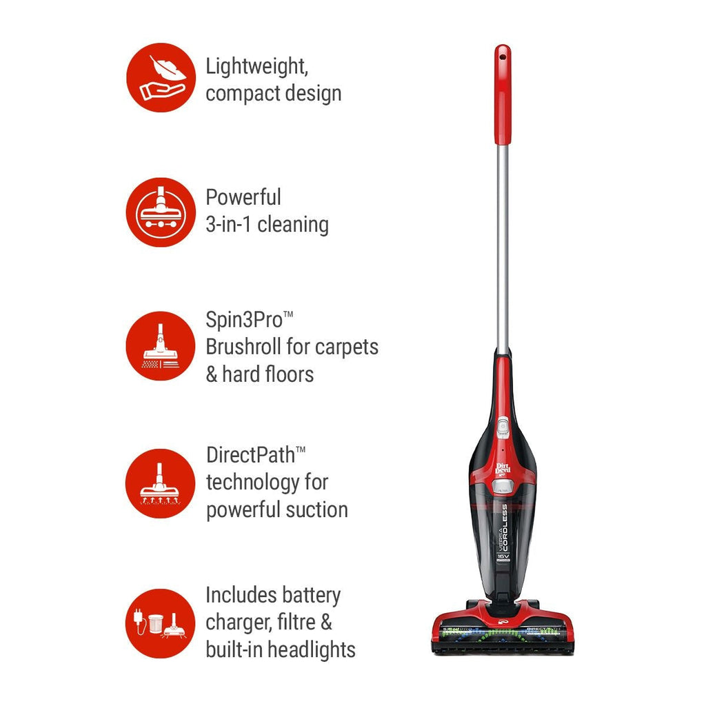 Dirt Devil Versa Cordless Stick Vacuum, Lightweight, Red