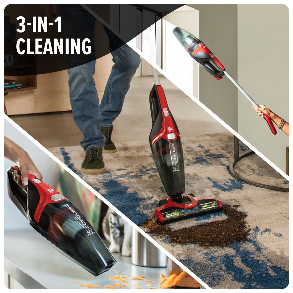 Dirt Devil Versa Cordless Stick Vacuum, Lightweight, Red