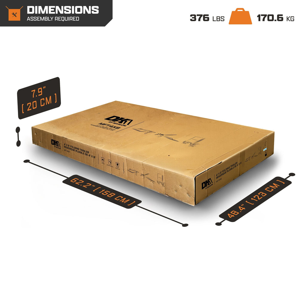 DK2 4x8-ft Single-Axle Folding Utility Trailer with 2-in Ball Coupler