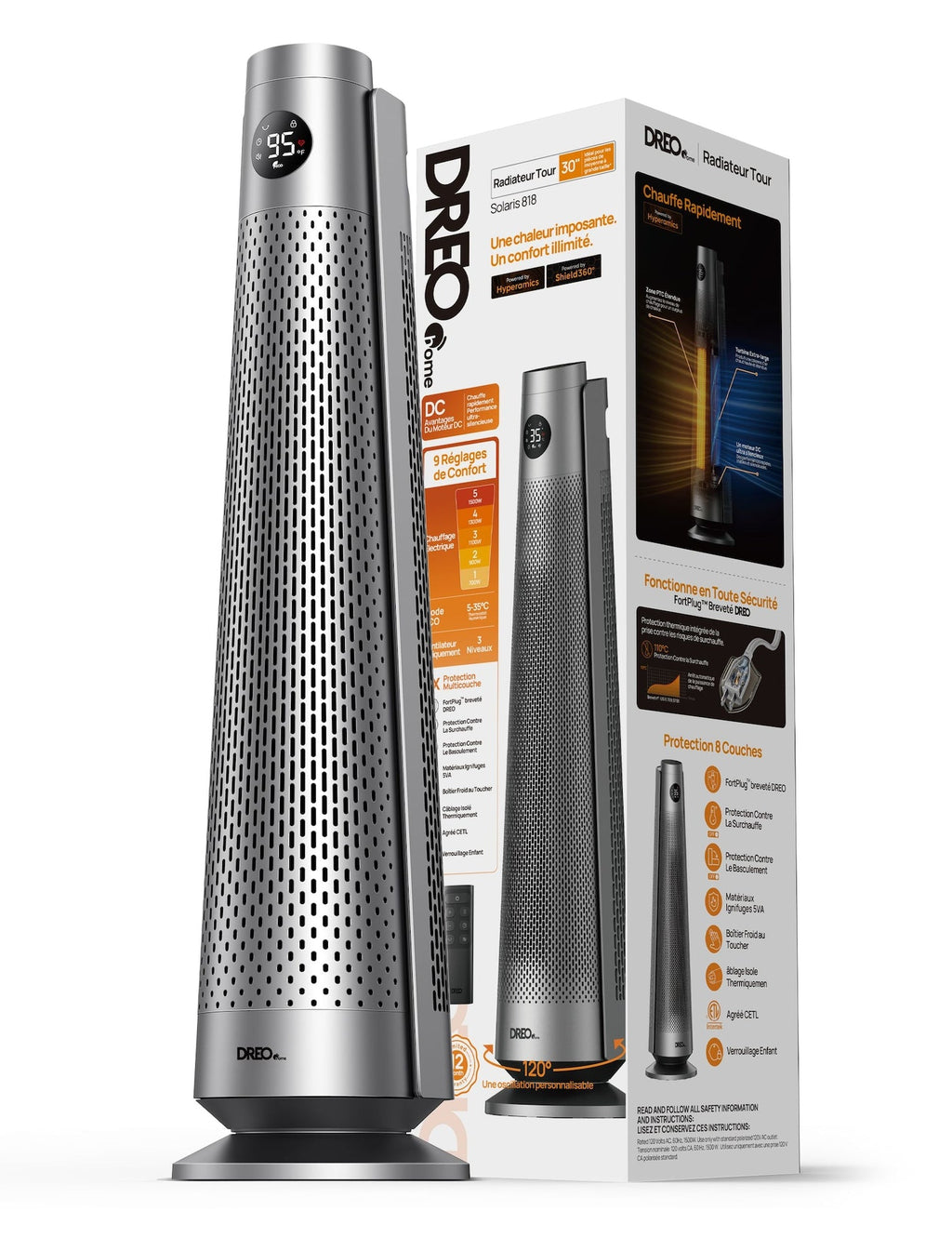 Dreo Home Large Room Space Heater with Adjustable Thermostat, 30-in