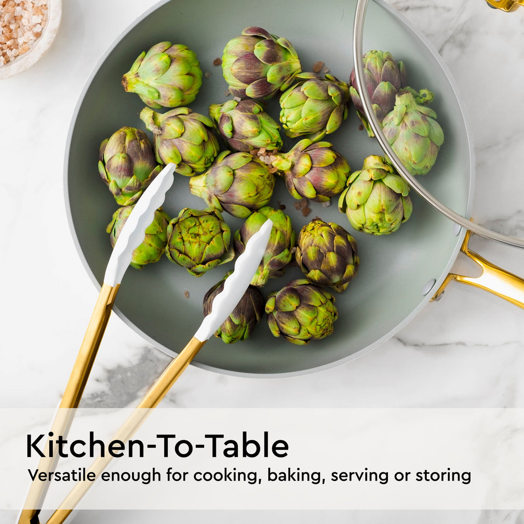 White Silicone and Gold Cooking Utensils Set