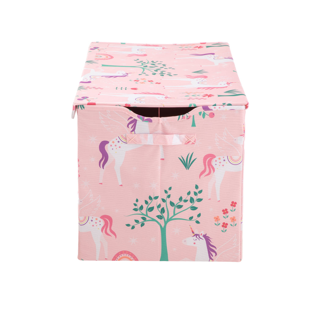 Kids Butterfly Pattern Collapsible Toy Storage Trunk, 24 in x 14.8 in x 15 in