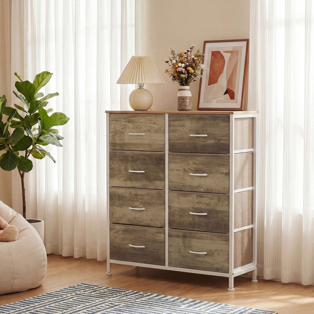 8-Drawer Fabric Dresser Storage Chest for Bedroom, Closet, Entryway, Storage Furniture for Adults, Black