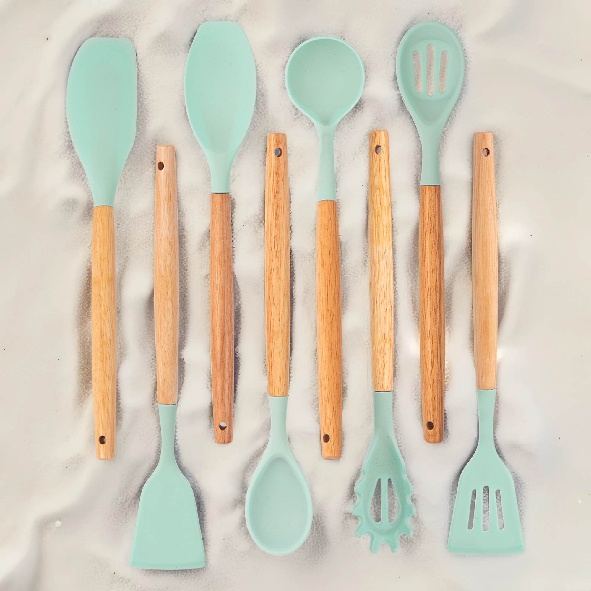 19-Piece Silicone Kitchen Utensil &amp; Knife Set - Heat-Resistant Cooking Tools Non-Stick Safe Gift for Mom or Women Black