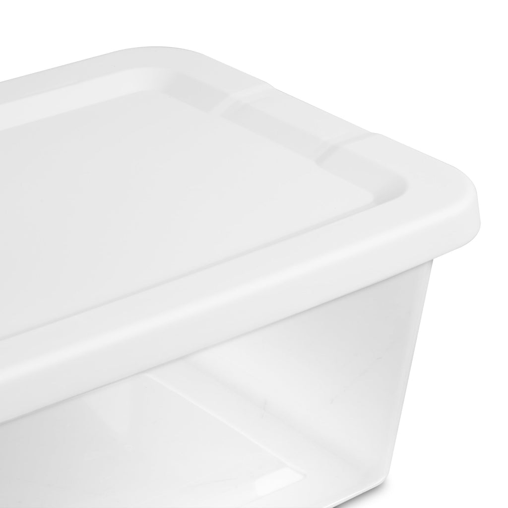 Set of (10) 6 Quart Small Storage Bins, Clear Plastic Storage Containers with Snap-on Lids, White