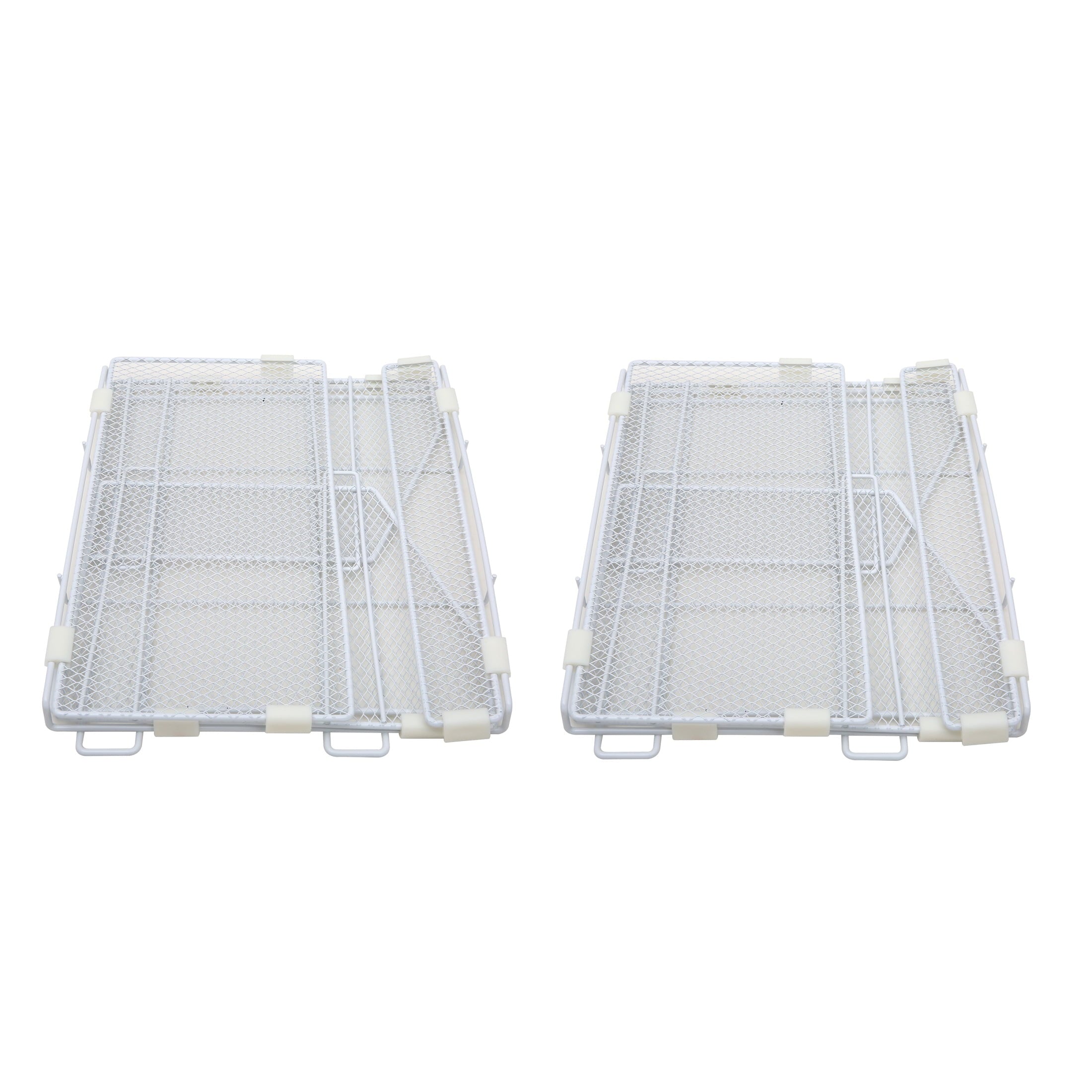Folding Storage Baskets, Collapsible Plastic Organizer Bins with Clip Handles, 2 Pack, White