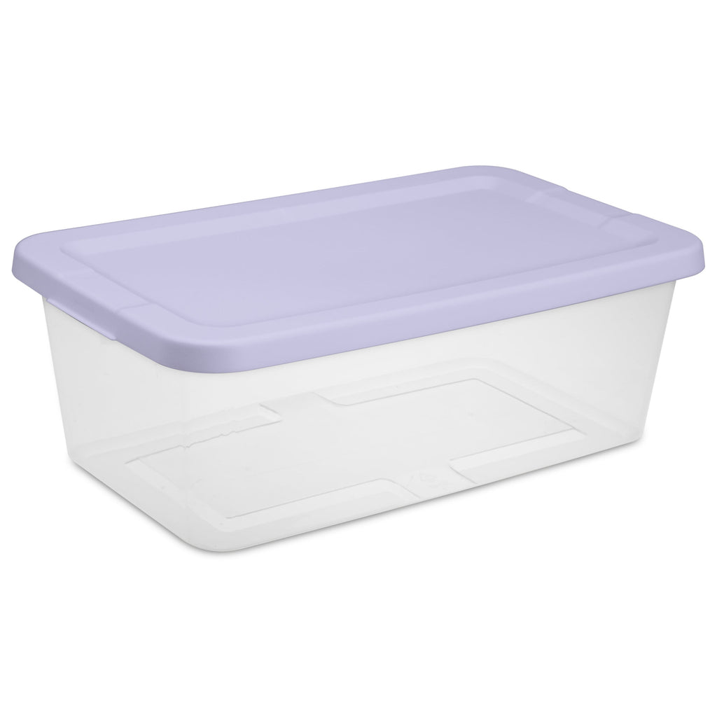 Set of (10) 6 Quart Small Storage Bins, Clear Plastic Storage Containers with Snap-on Lids, White