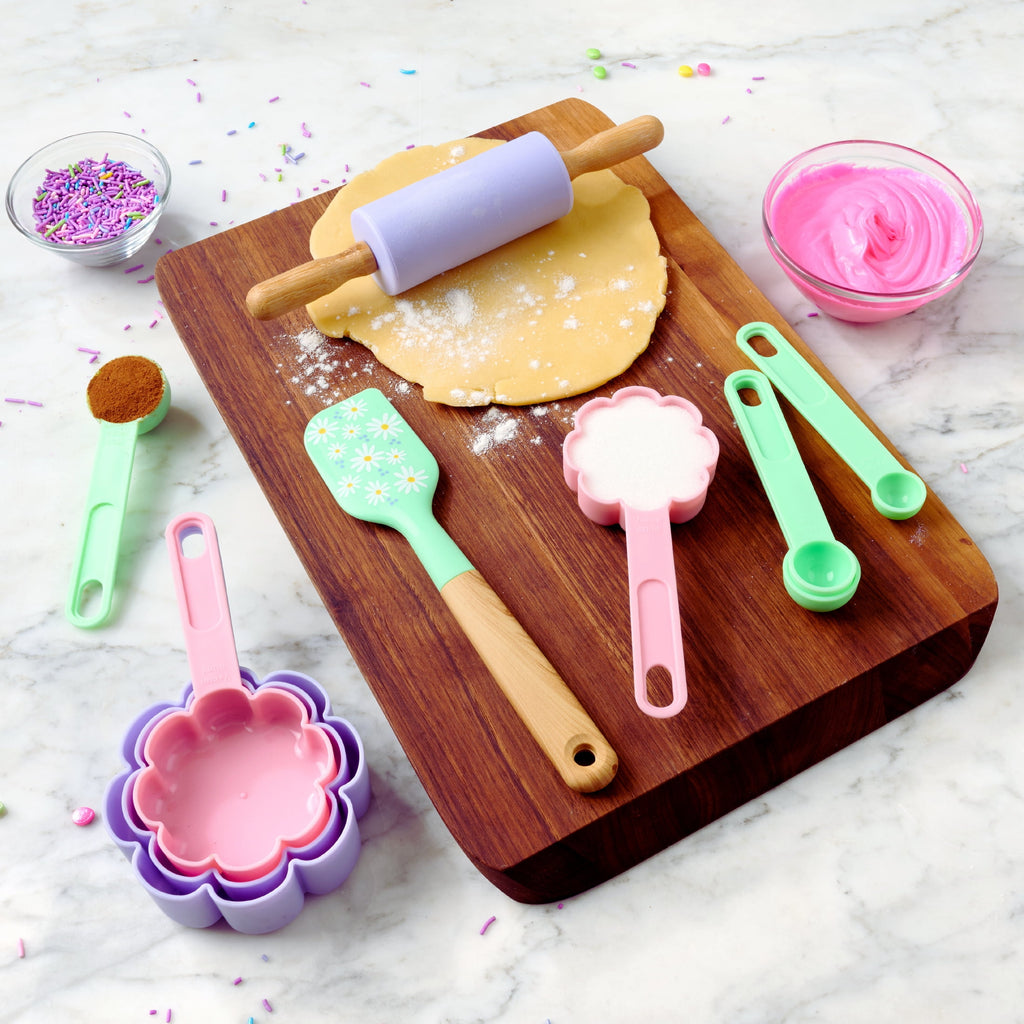 Way To Celebrate 10-Piece Baking Tool Set, Green, Pink, and Purple