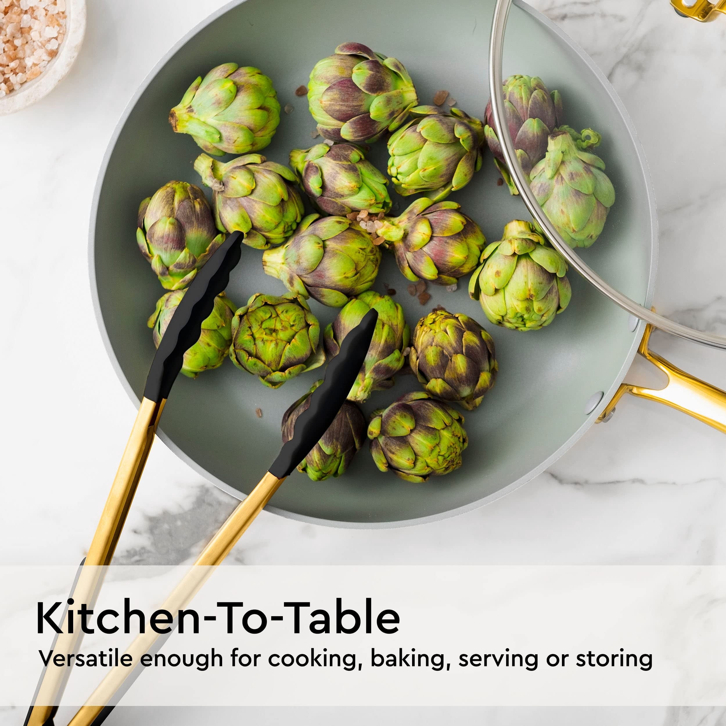 White Silicone and Gold Cooking Utensils Set
