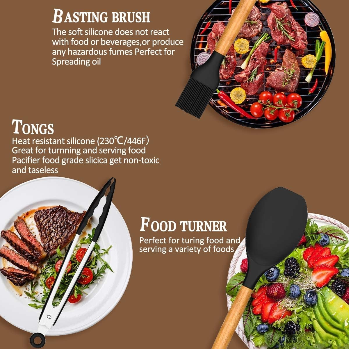 Kitchen Cooking Utensils Set, 33 pcs Non-stick Silicone Cooking Kitchen Utensils Spatula Set with Holder, Wooden Handle Silicone Kitchen Gadgets Utensil Set (Cream White)