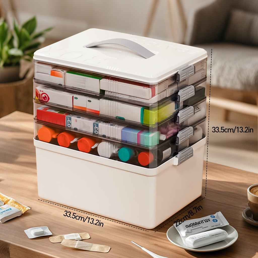 5 Layer storage bins with lid Stack &amp; Carry Box Plastic Handled with Removable Tray for Craft Adult
