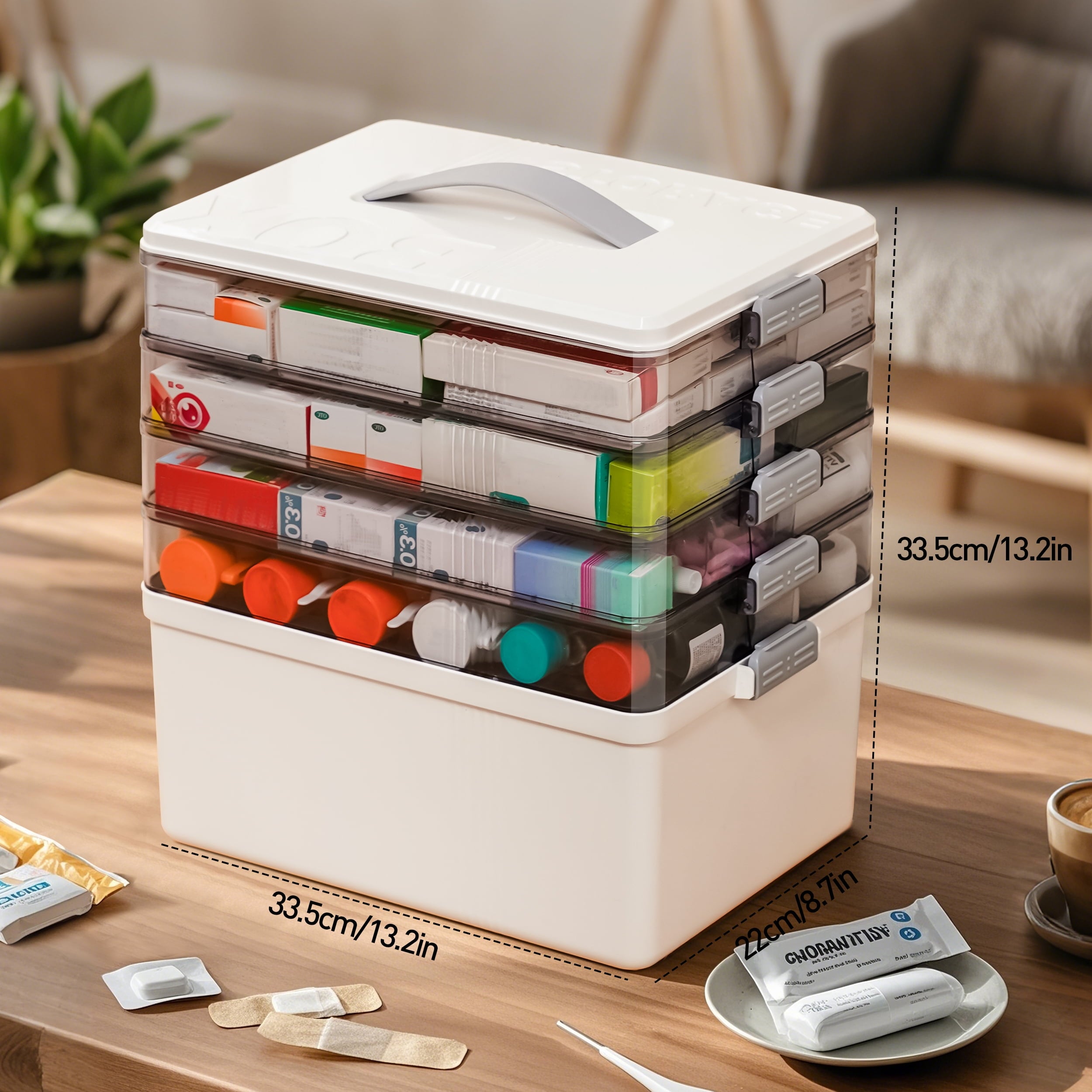 5 Layer storage bins with lid Stack &amp; Carry Box Plastic Handled with Removable Tray for Craft Adult