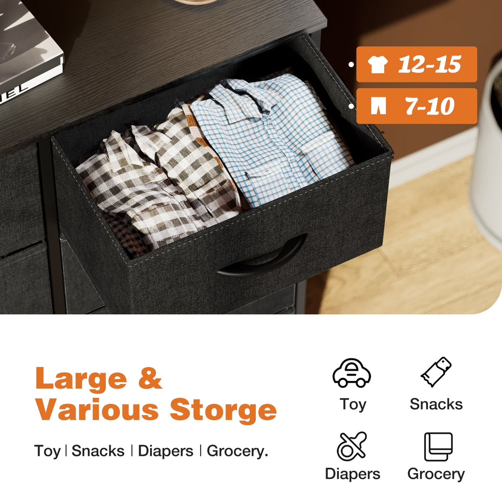 8-Drawer Fabric Dresser Storage Chest for Bedroom, Closet, Entryway, Storage Furniture for Adults, Black