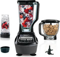 Blender, Mega Kitchen System, 1500W, 4 Functions for Smoothies, Processing, Dough, Drinks & More, with 72 Blender Pitcher, 64 Processor Bowl, 2 Nutri Cups Lids, Black, BL770